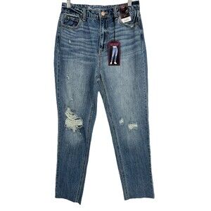 Cropped Jeans Juniors 5 High Rise Slim Straight Leg NoBo Dark Wash womens